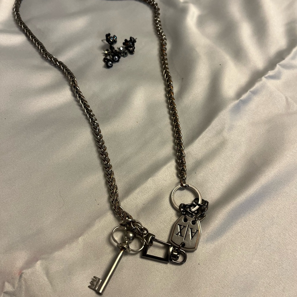 3 for $25. Silver Chain Necklace with Key and Lock Charms